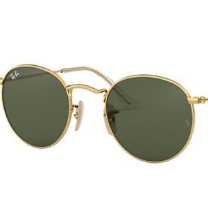 Ray-Ban Round Flat Lenses; Green Classic G-15